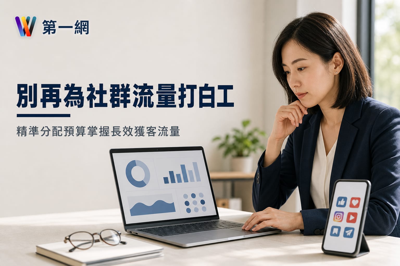 企業應優先建立官網累積品牌資產,社群則定位為獲客與互動管道,兩者預算分配應以搜尋需求量與回購頻率為判斷指標