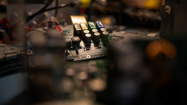 A close up view of a circuit board